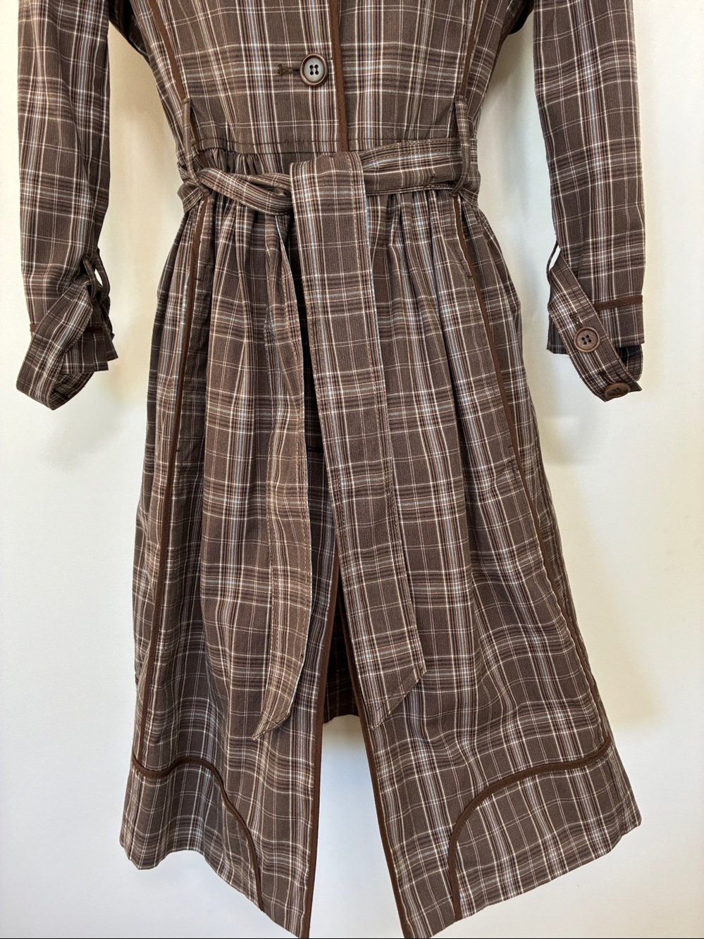 BCBGMaxAzria Trench Coat"Adele" Plaid Coat Excellent Vintage Condition XS - Picture 4 of 8